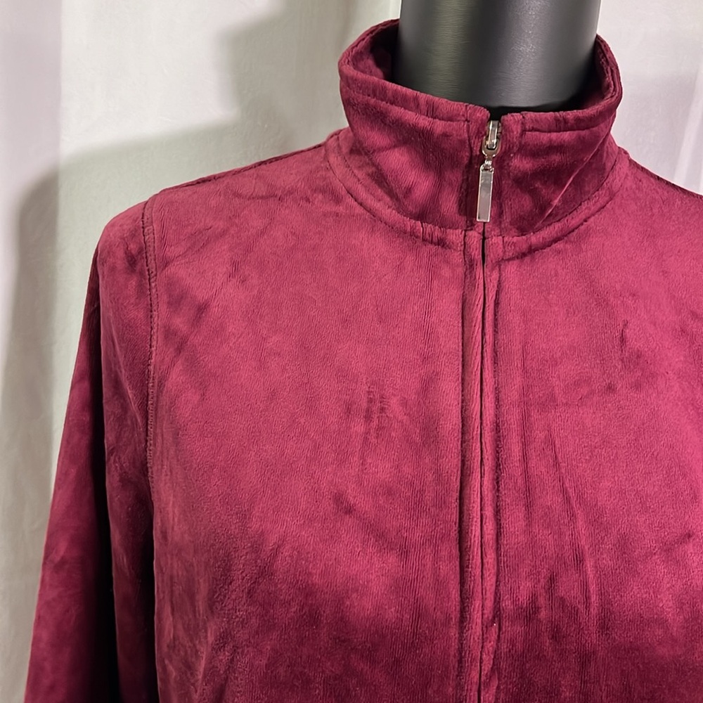 NWT Exertek French Merlot Red Zip Front Velour Jacket - Picture 5 of 16